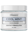 Jar of Just Ingredients Cool Mint Whitening & Remineralizing Tooth Powder on a white background
