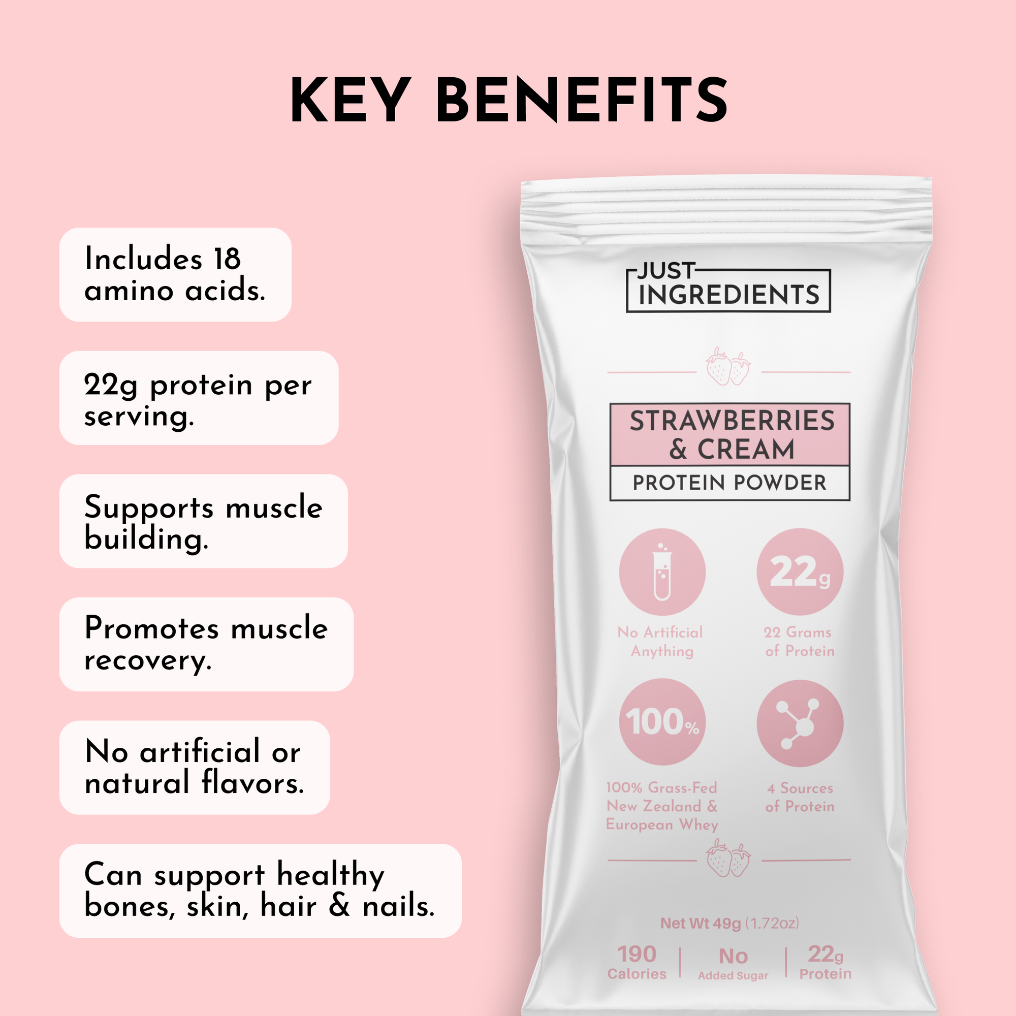 Strawberries &amp; Cream Protein Powder Stick