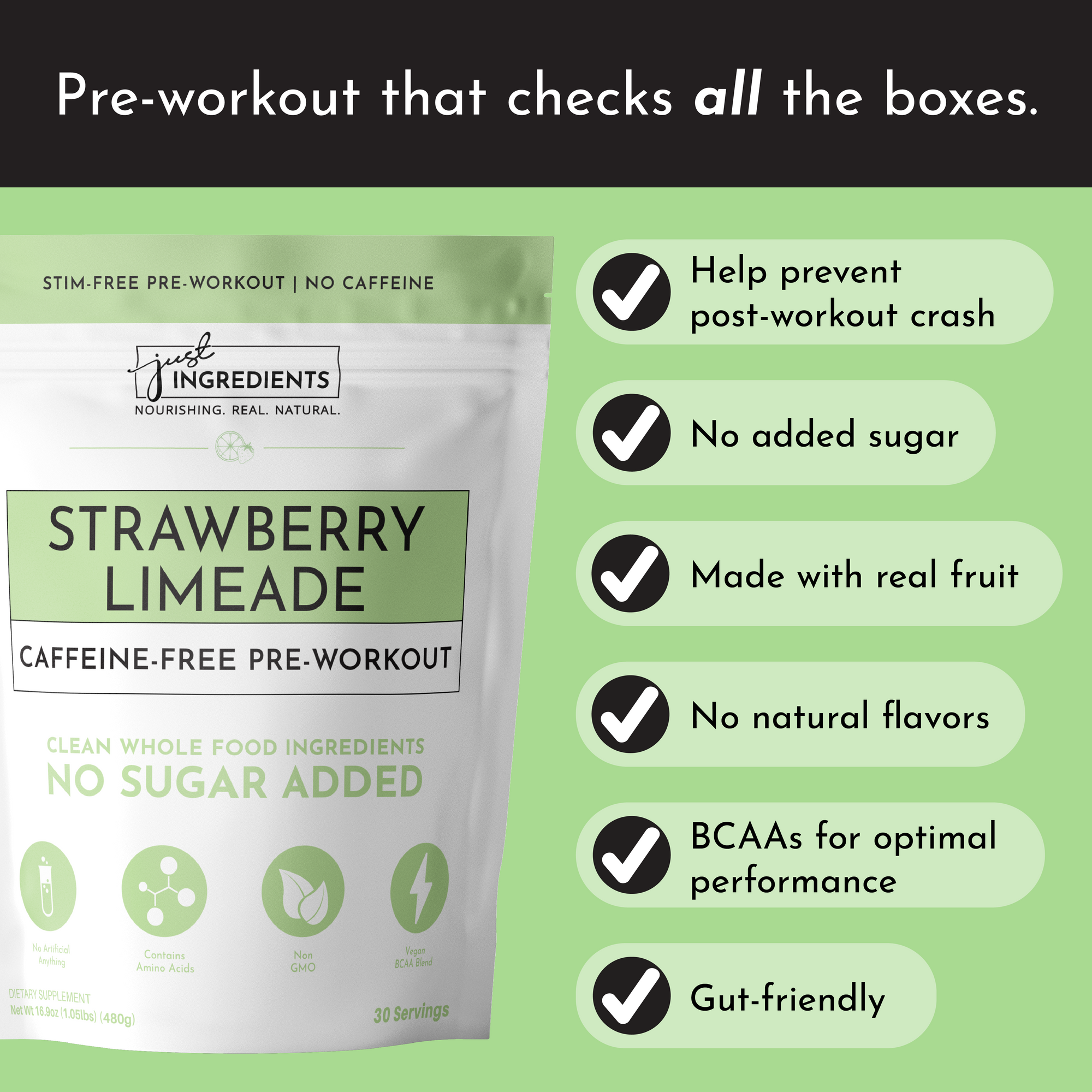 Caffeine-Free Strawberry Limeade Pre-Workout