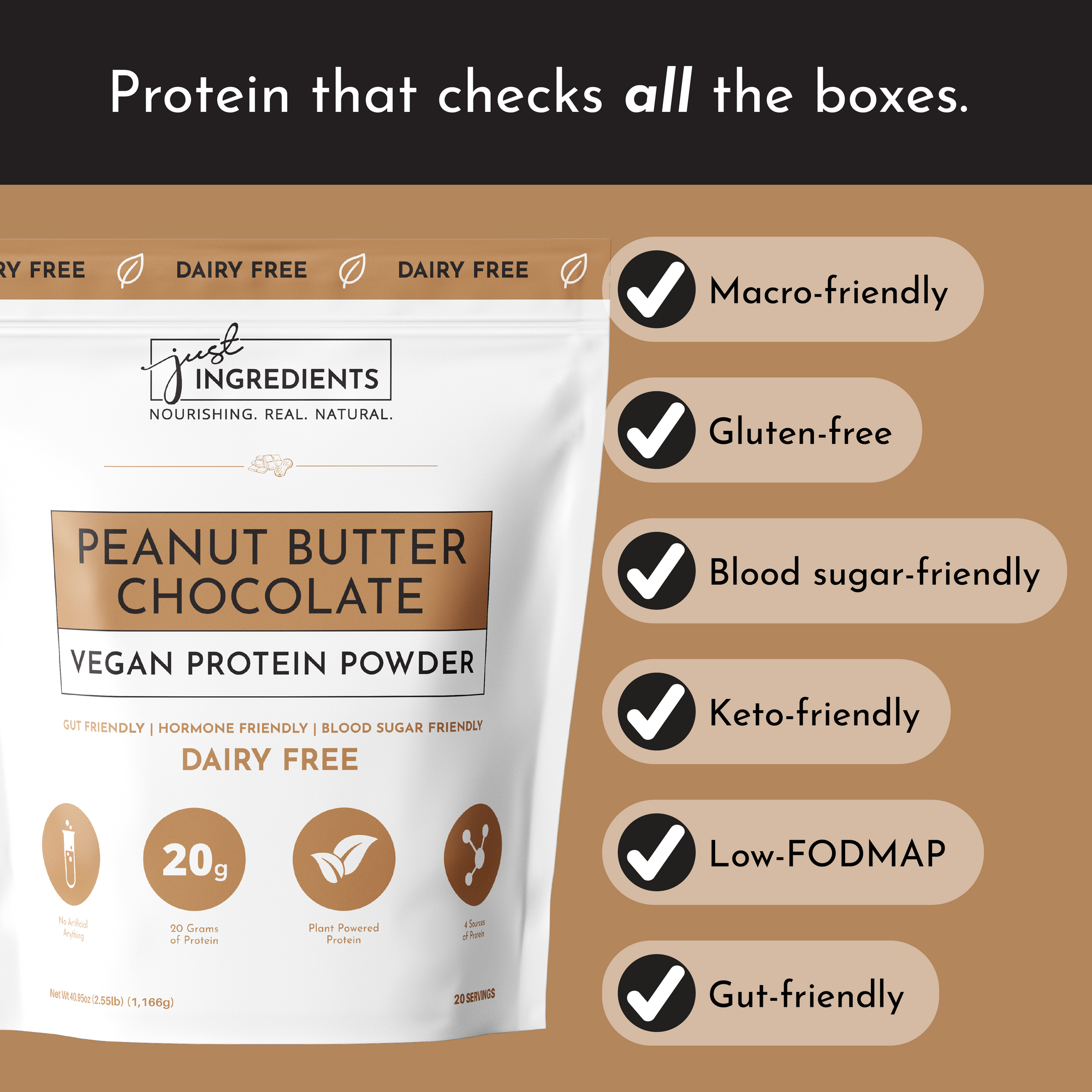 Vegan Peanut Butter Chocolate Protein Powder