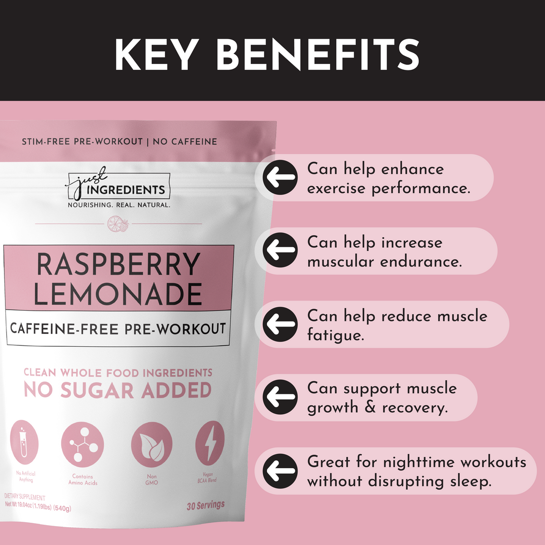 Caffeine Free Raspberry Lemonade Pre-Workout