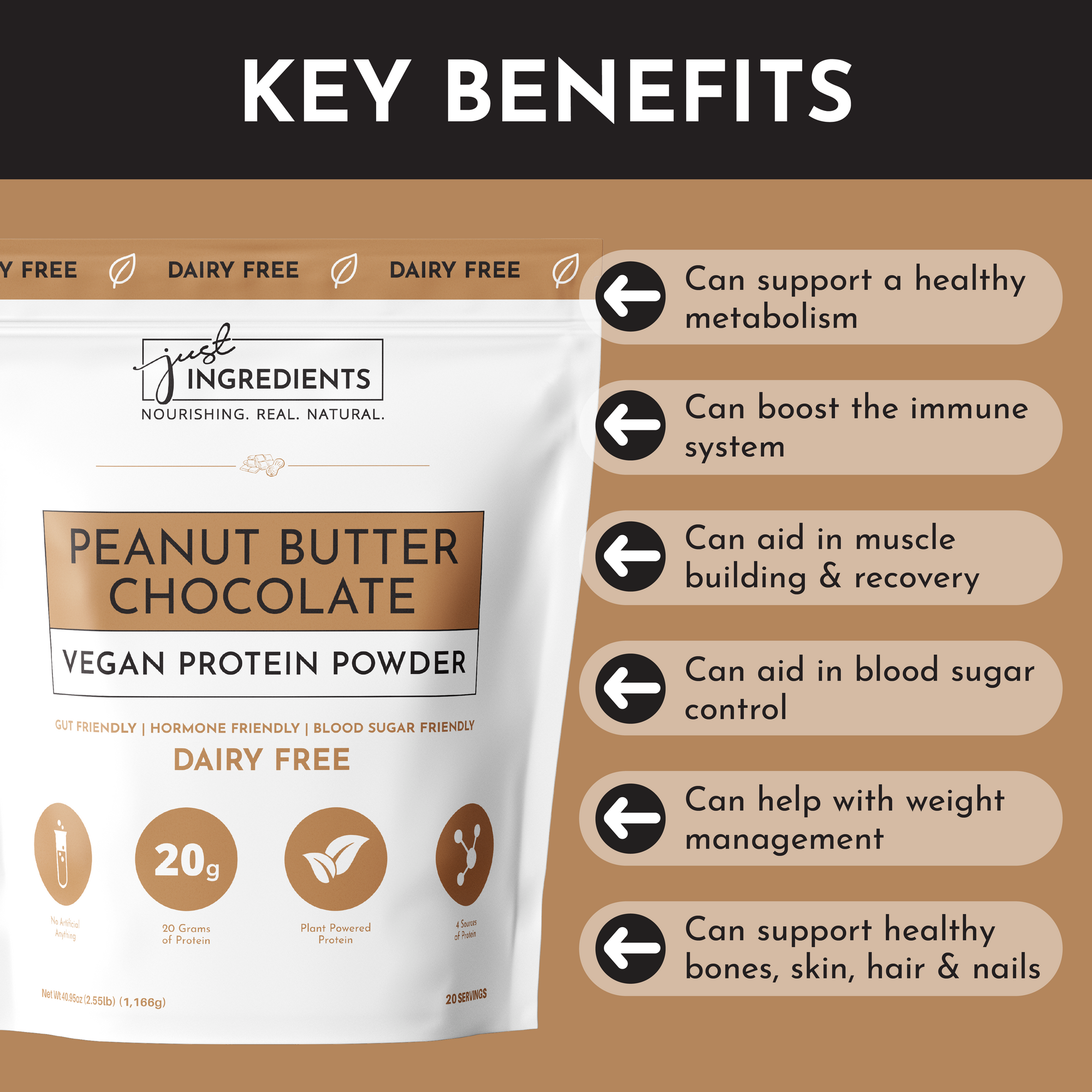 Vegan Peanut Butter Chocolate Protein Powder