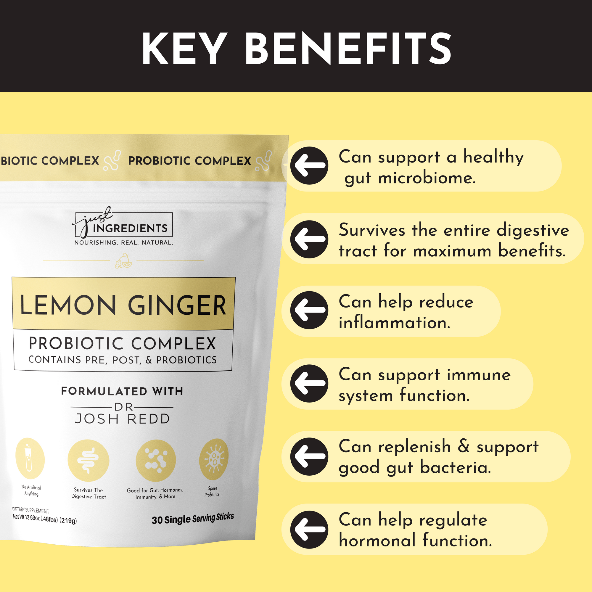 Lemon Ginger 3-In-1 Probiotic Complex