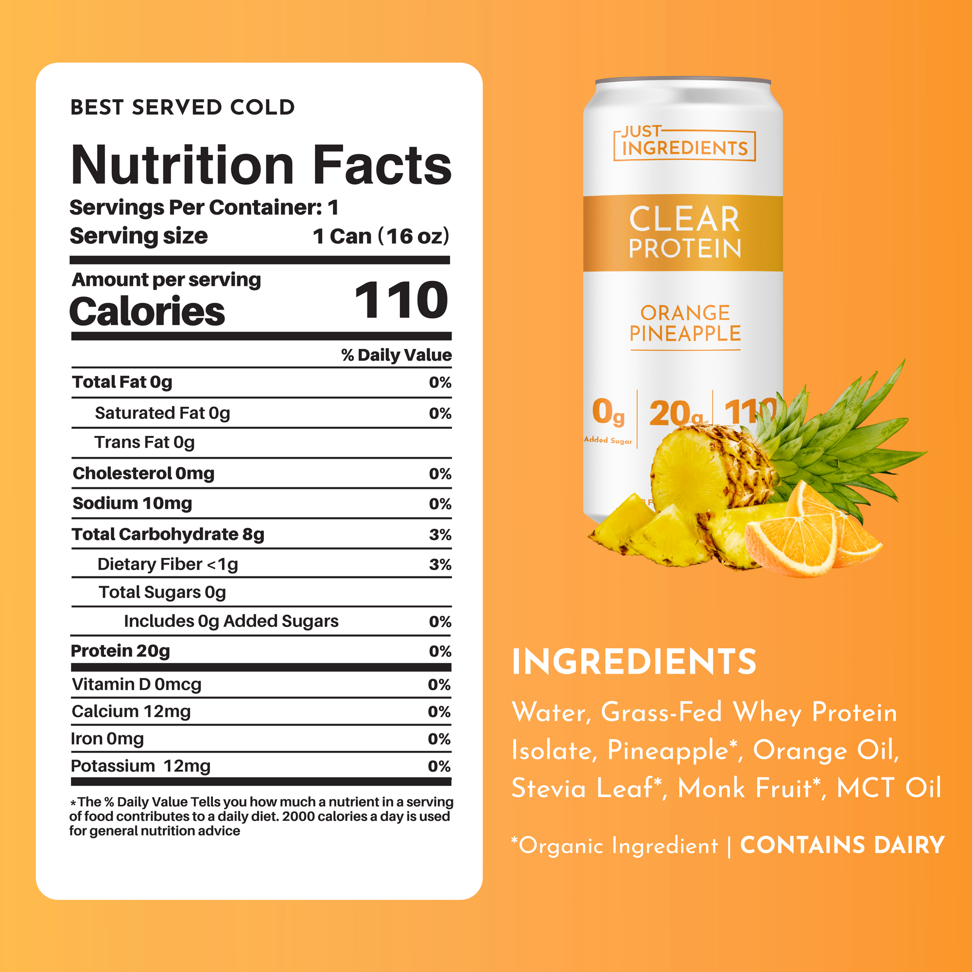 Orange Pineapple Clear Protein (8 pack)